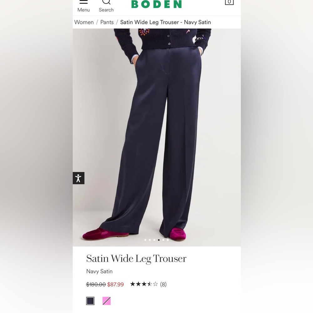 BODEN Satin Wide Leg Trouser